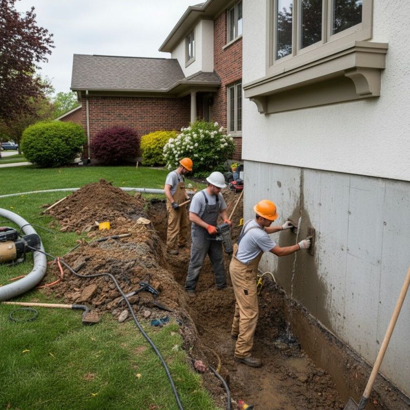 Our team working on Foundation Repair projects in Prince Frederick, MD